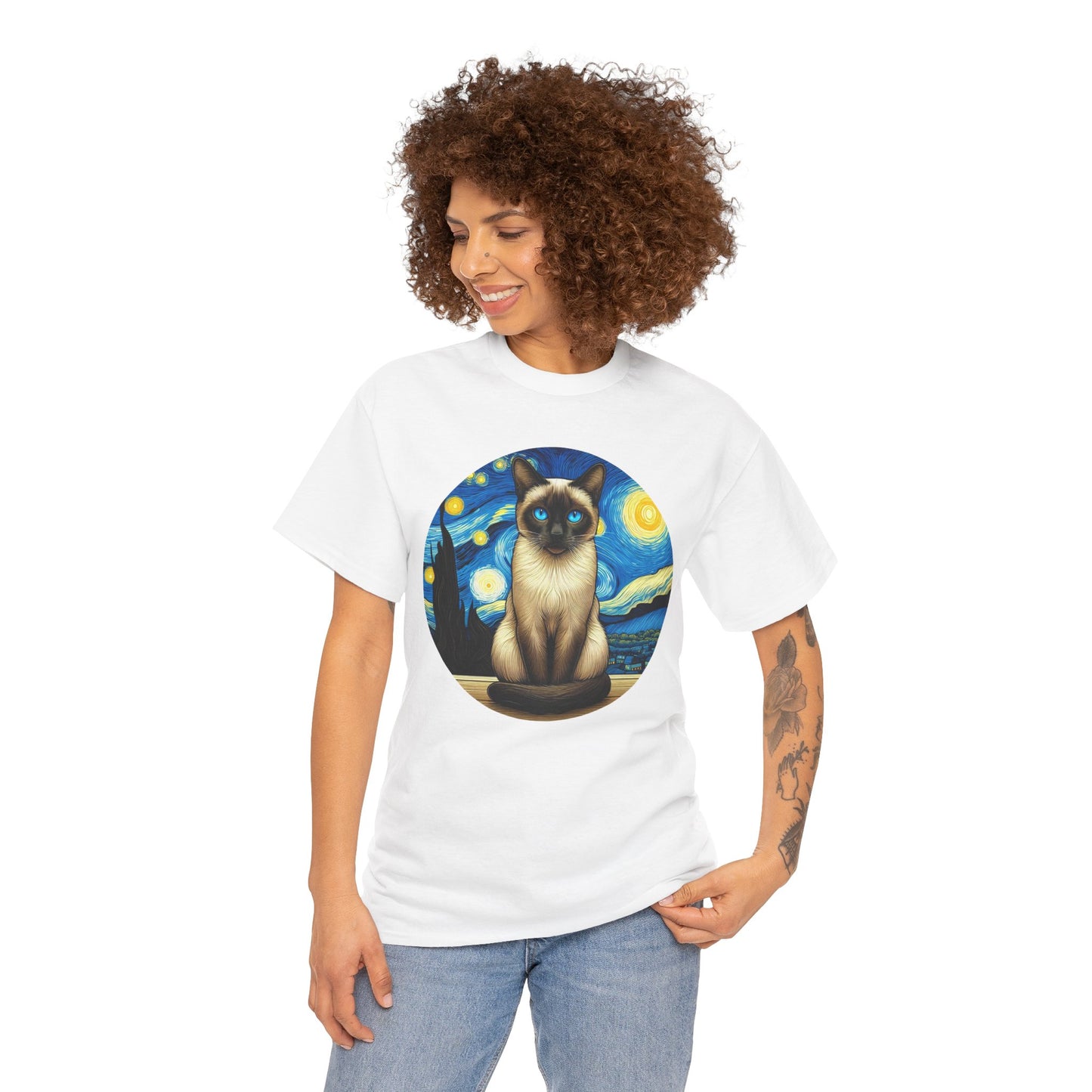 Siamese Cat T-shirt – Vintage Van Gogh Style Shirt for Cat Lovers