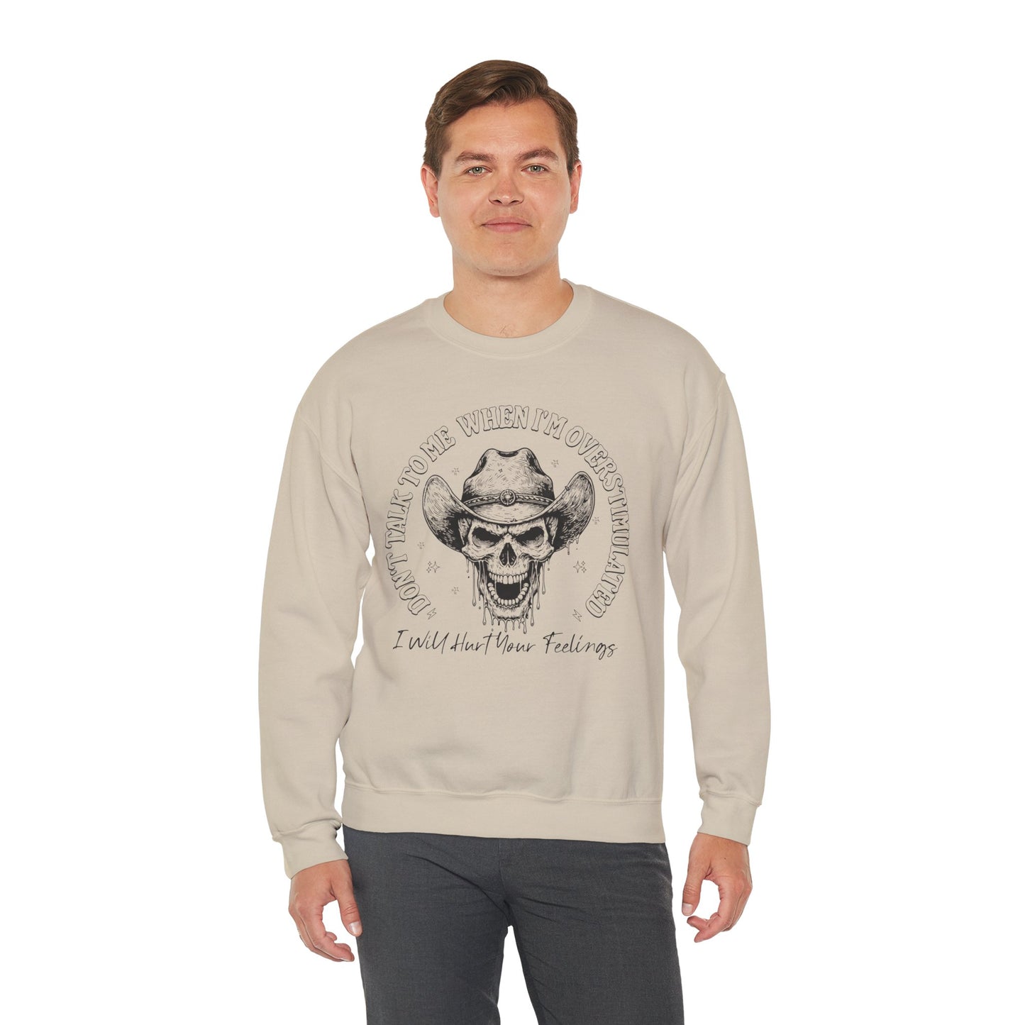 Skull Sweatshirt – "Don’t Talk to Me When I’m Overstimulated" Funny Retro Crewneck - Stylfer