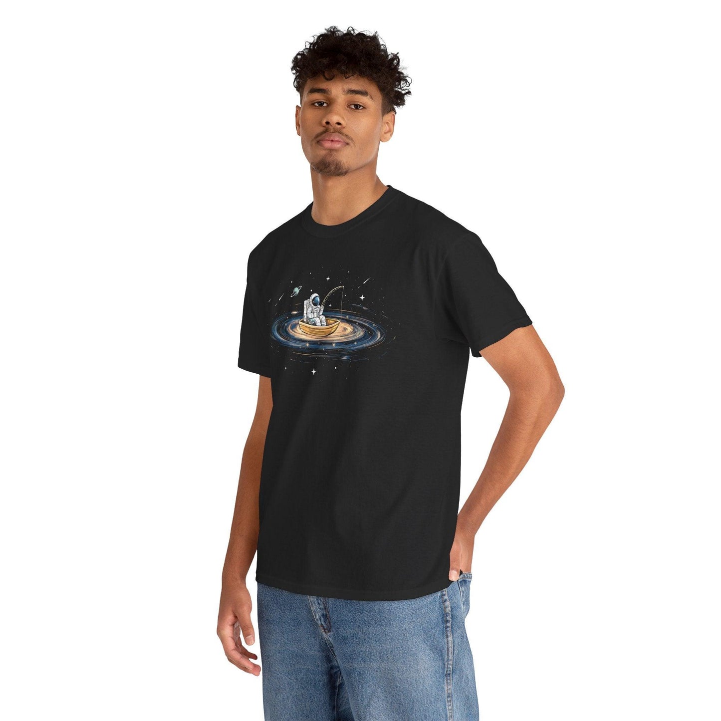 Astronaut Fishing in Space Shirt | Artistic Galaxy Graphic Tee - Stylfer