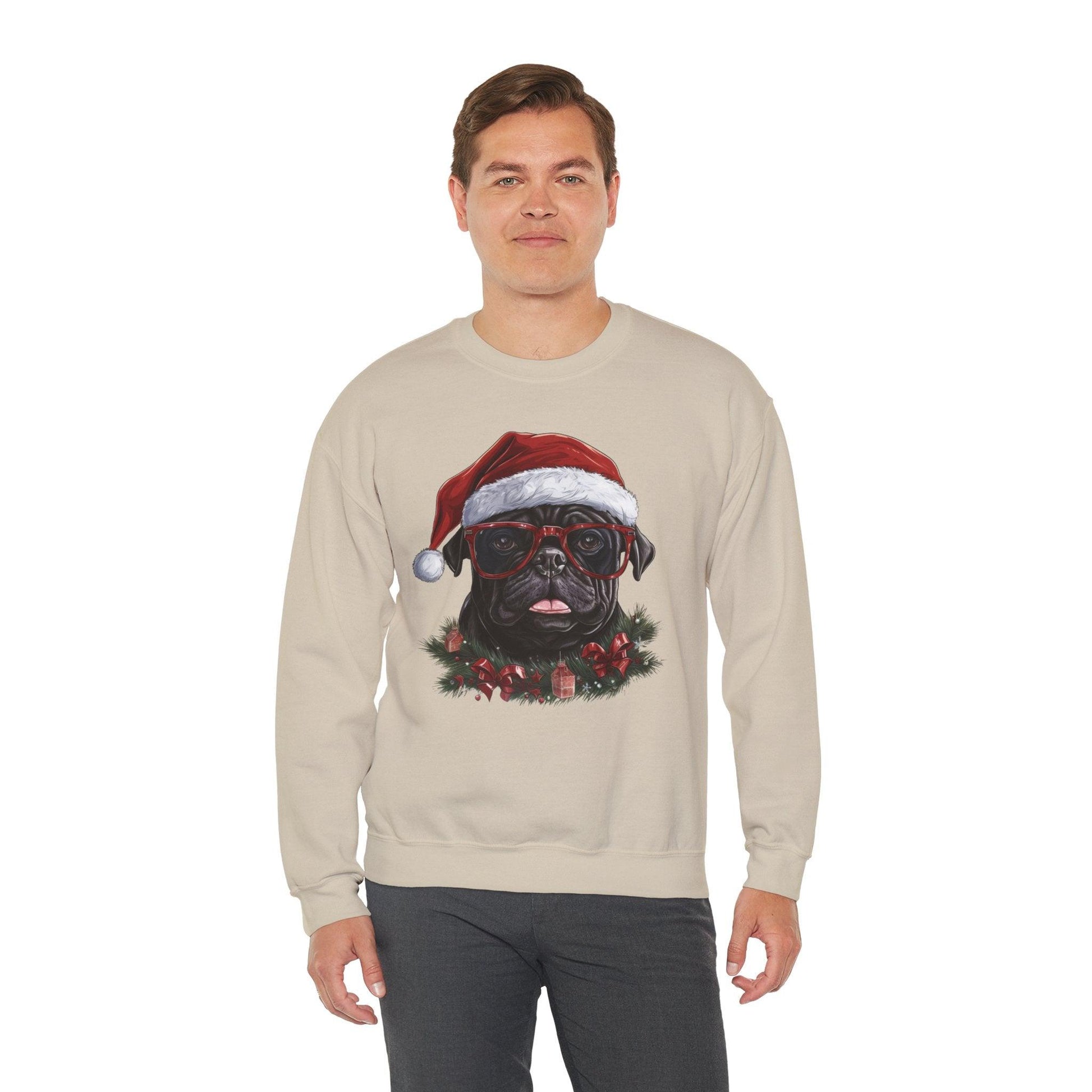 Funny Santa Pug Christmas Sweatshirt – Cute Holiday Pullover for Dog Lovers - Stylfer