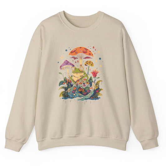 Frog on Mushrooms Sweatshirt | Cozy Whimsical Frog Lover Pullover