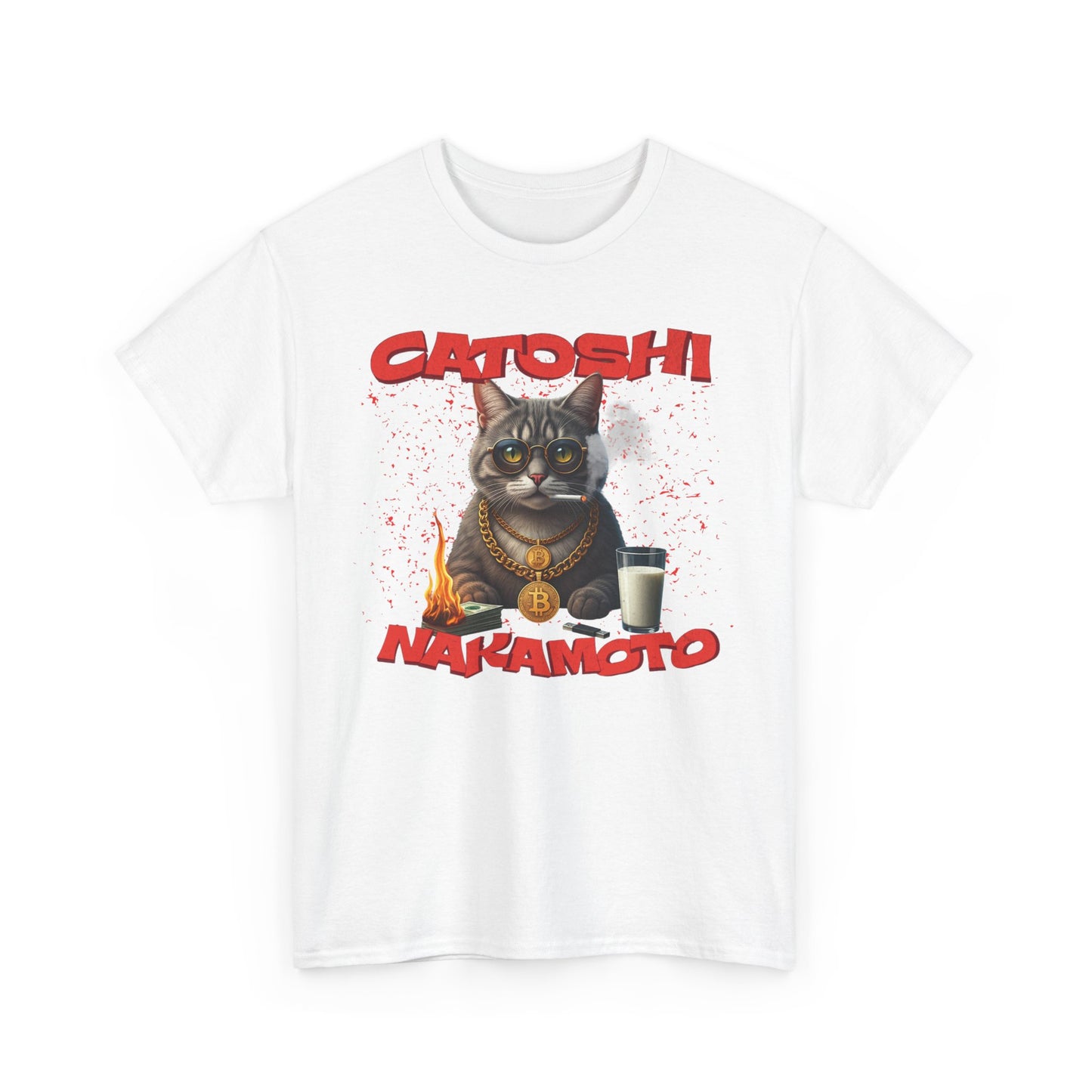 Catoshi Nakamoto Funny T-Shirt – Bitcoin Meme Cat Graphic Tee