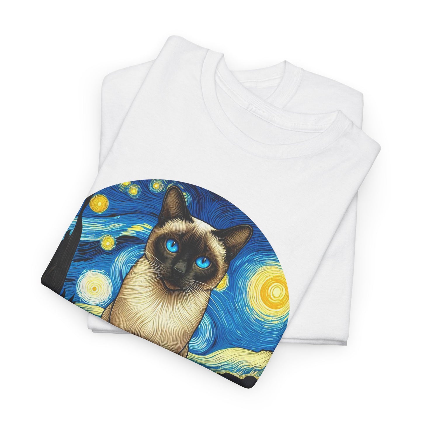 Siamese Cat T-shirt – Vintage Van Gogh Style Shirt for Cat Lovers