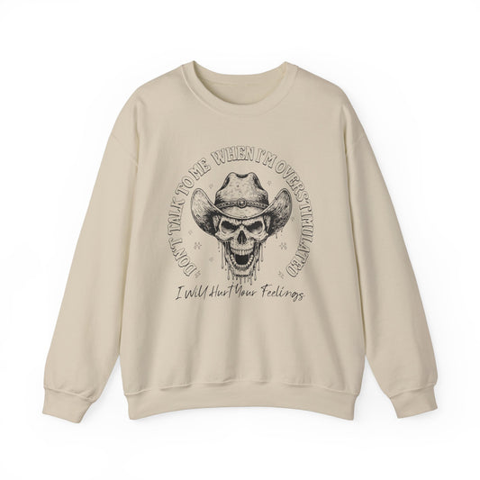 Skull Sweatshirt – "Don’t Talk to Me When I’m Overstimulated" Funny Retro Crewneck - Stylfer