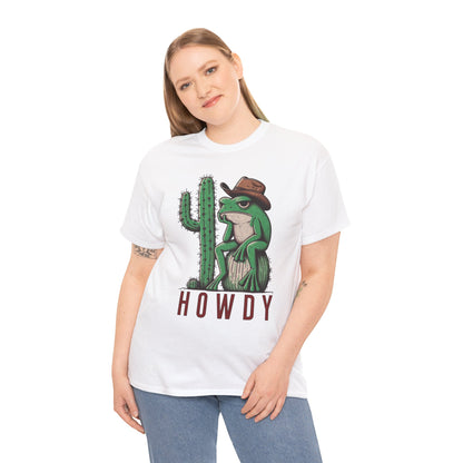 Funny Frog Cowboy T-Shirt | 'Howdy' Western Graphic Tee for Men & Women