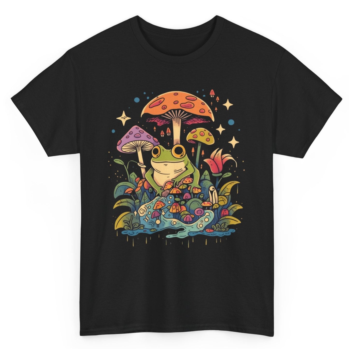 Frog on Mushrooms T-Shirt | Whimsical Frog Lover Graphic Tee