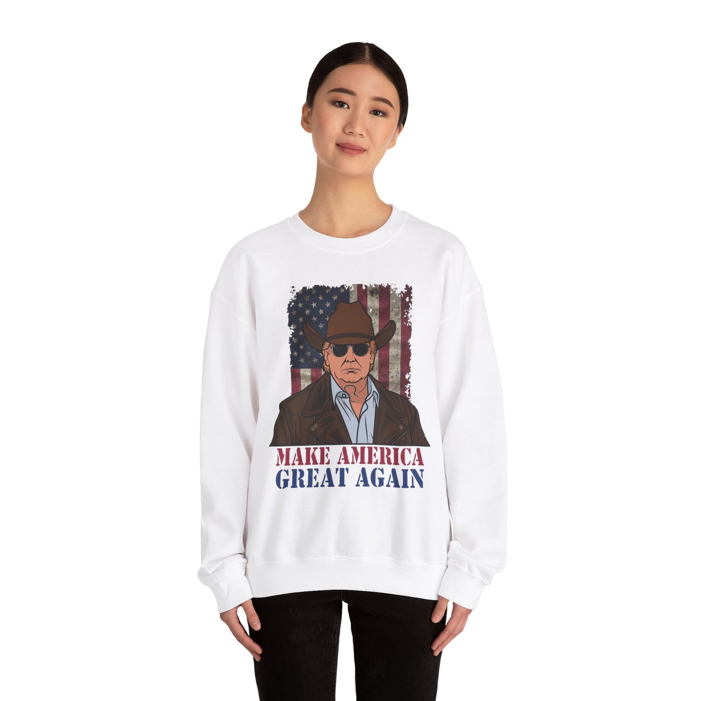 Make America Great Again Cowboy Trump Sweatshirt – Patriotic Western Graphic Sweater