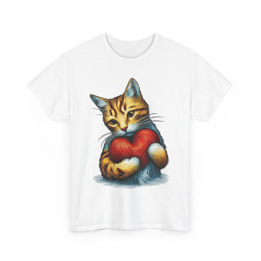 Valentines Day Cute Cat Love T-Shirt - Stylfer