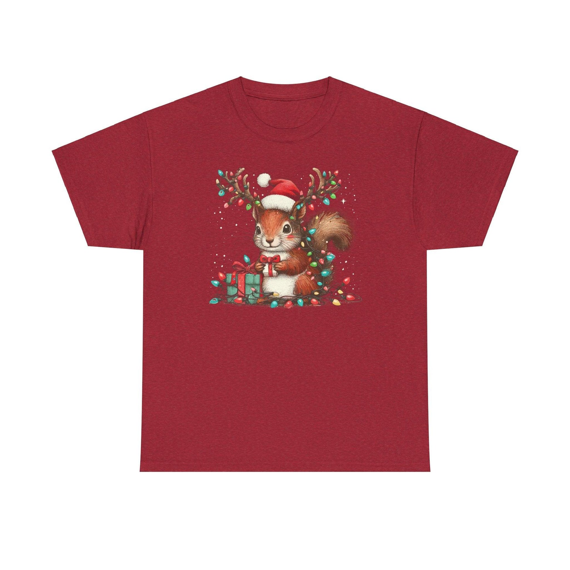 Funny Squirrel Christmas Shirt | Cute Xmas Lights Holiday Santa Tee - Stylfer