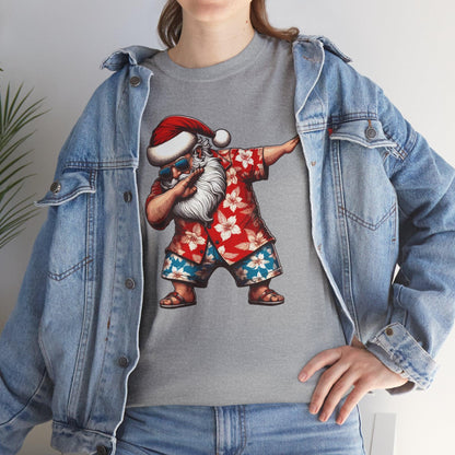 Hawaiian Dabbing Santa | Funny Christmas T-Shirt for Men & Women - Stylfer