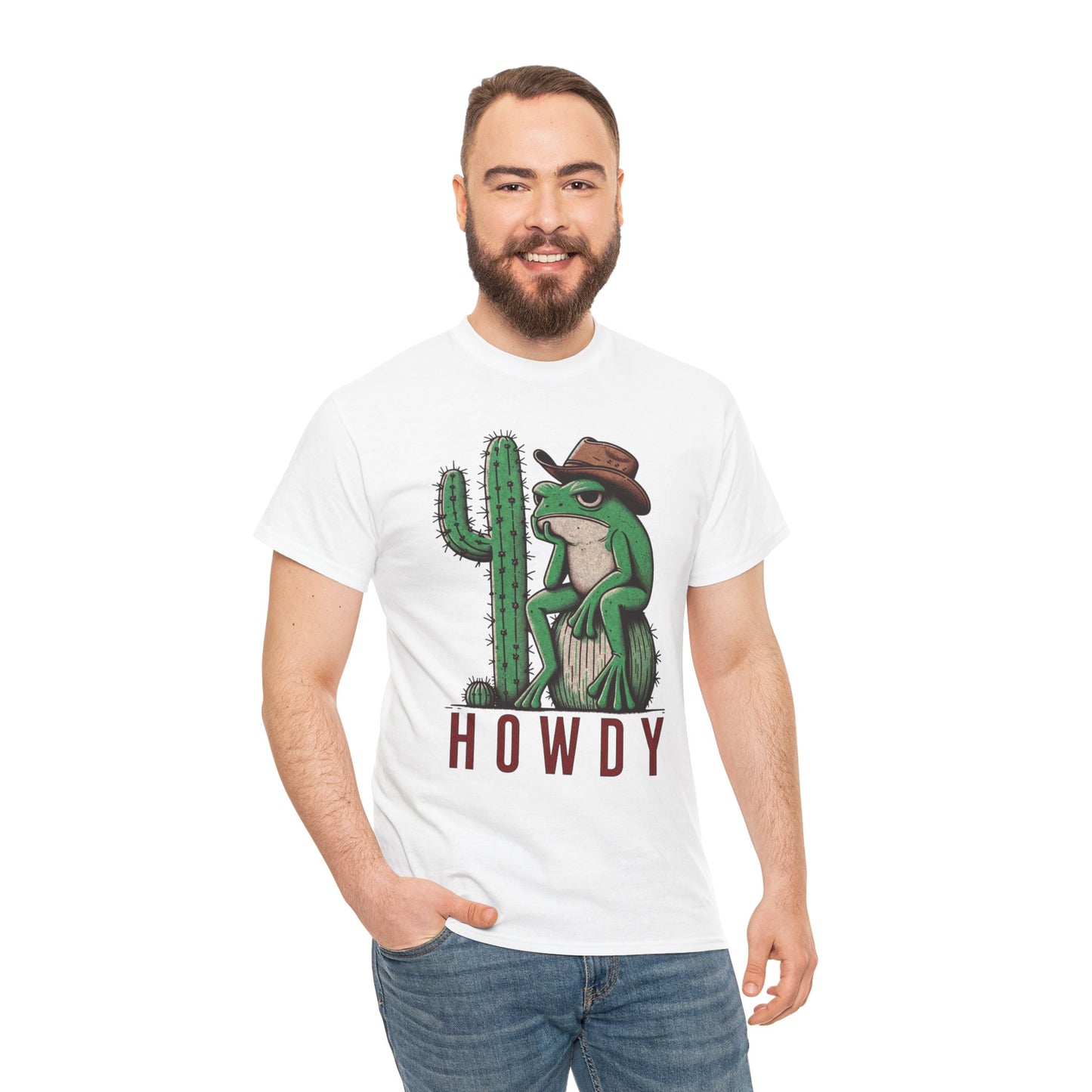 Funny Frog Cowboy T-Shirt | 'Howdy' Western Graphic Tee for Men & Women