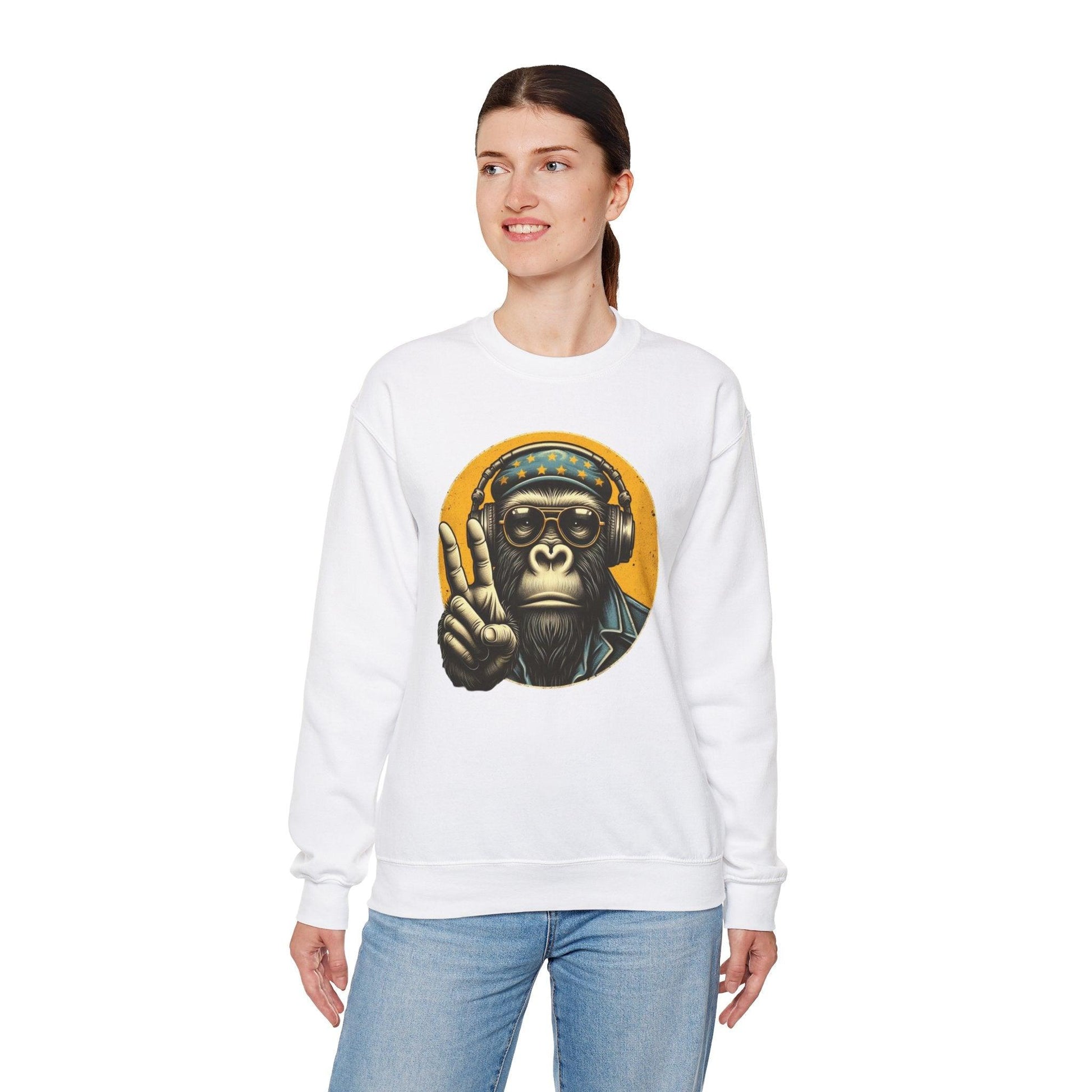 Cool Monkey Sweatshirt | Funky Monkey Face Sweatshirt for Men & Women - Stylfer