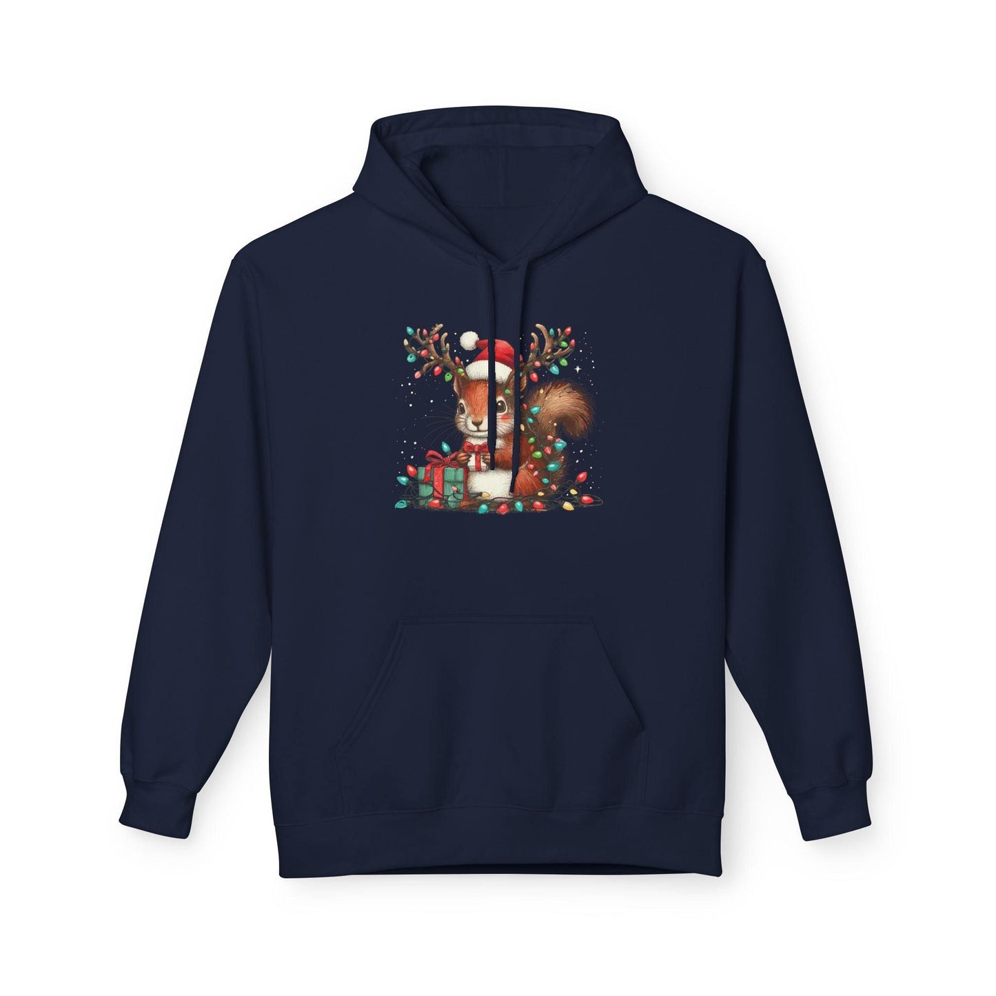 Funny Squirrel Christmas Hoodie | Cute Xmas Lights Santa Shirt - Stylfer