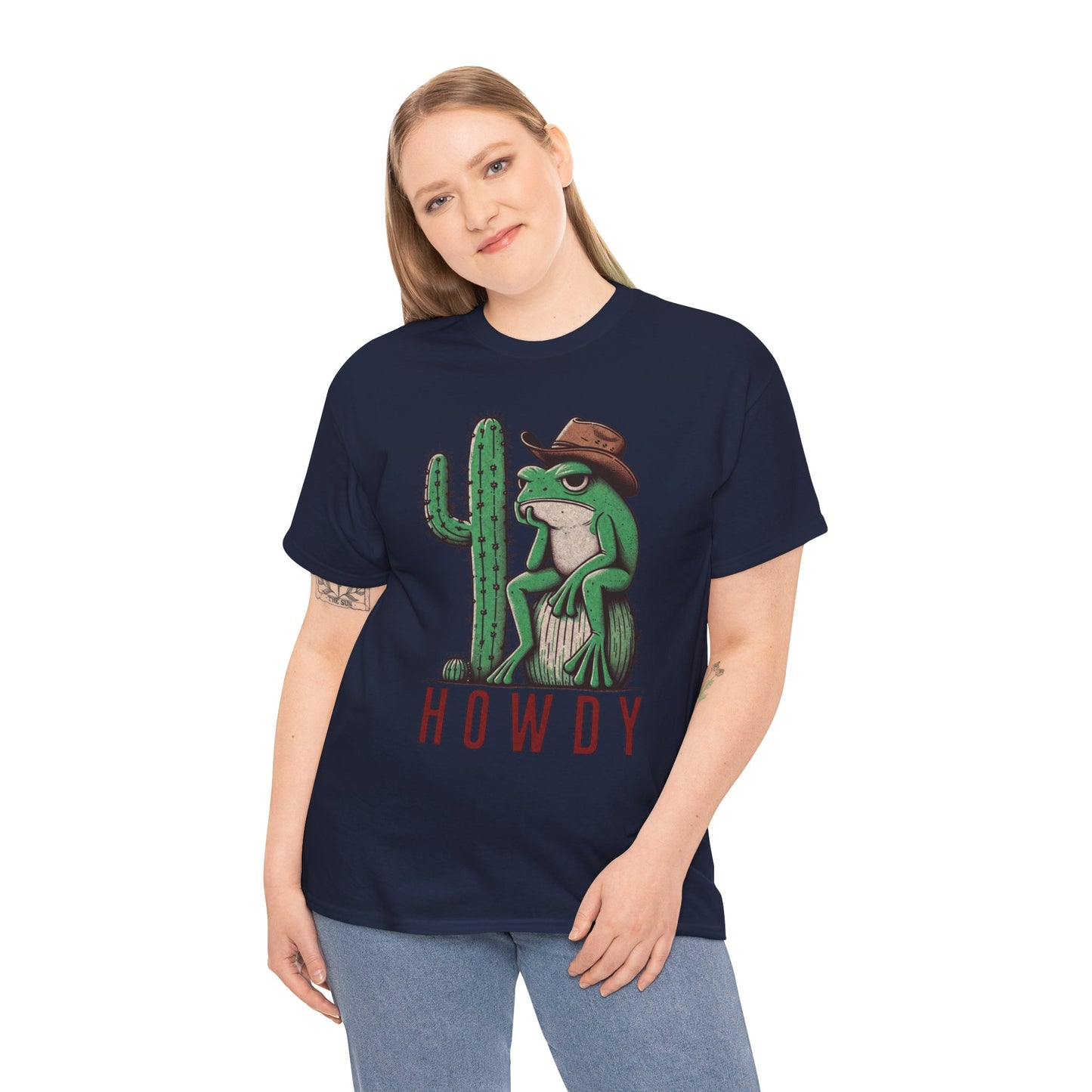 Funny Frog Cowboy T-Shirt | 'Howdy' Western Graphic Tee for Men & Women