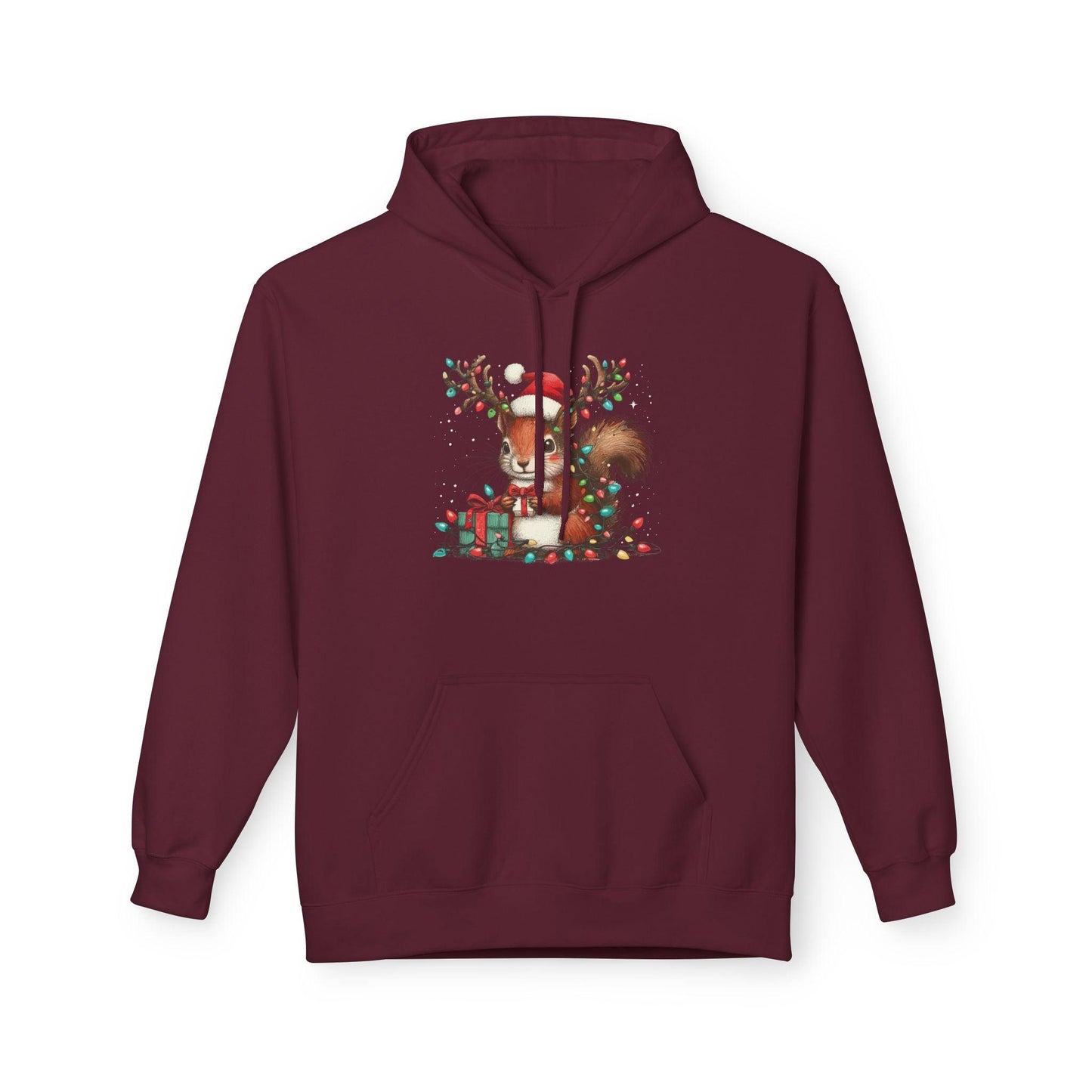 Funny Squirrel Christmas Hoodie | Cute Xmas Lights Santa Shirt - Stylfer