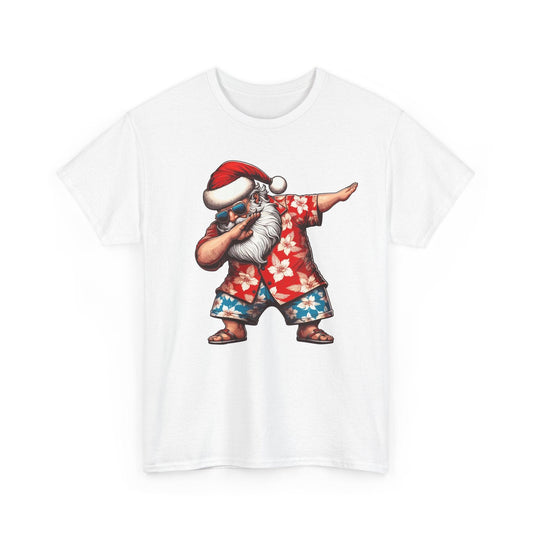 Hawaiian Dabbing Santa | Funny Christmas T-Shirt for Men & Women - Stylfer