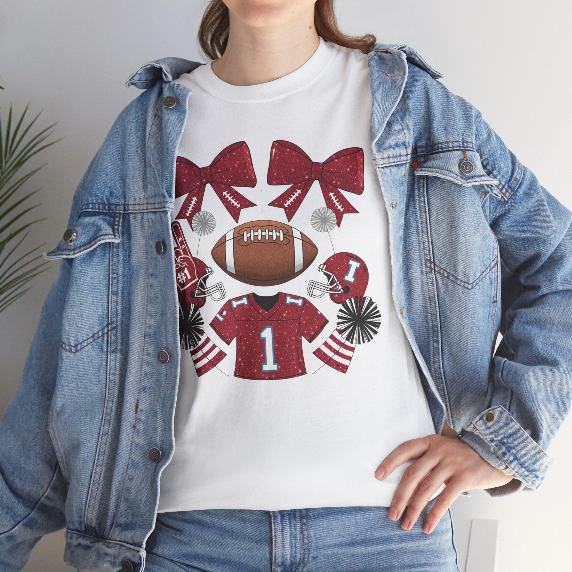 Game Day Red Football Shirt | Bold Sports Fan Design - Stylfer