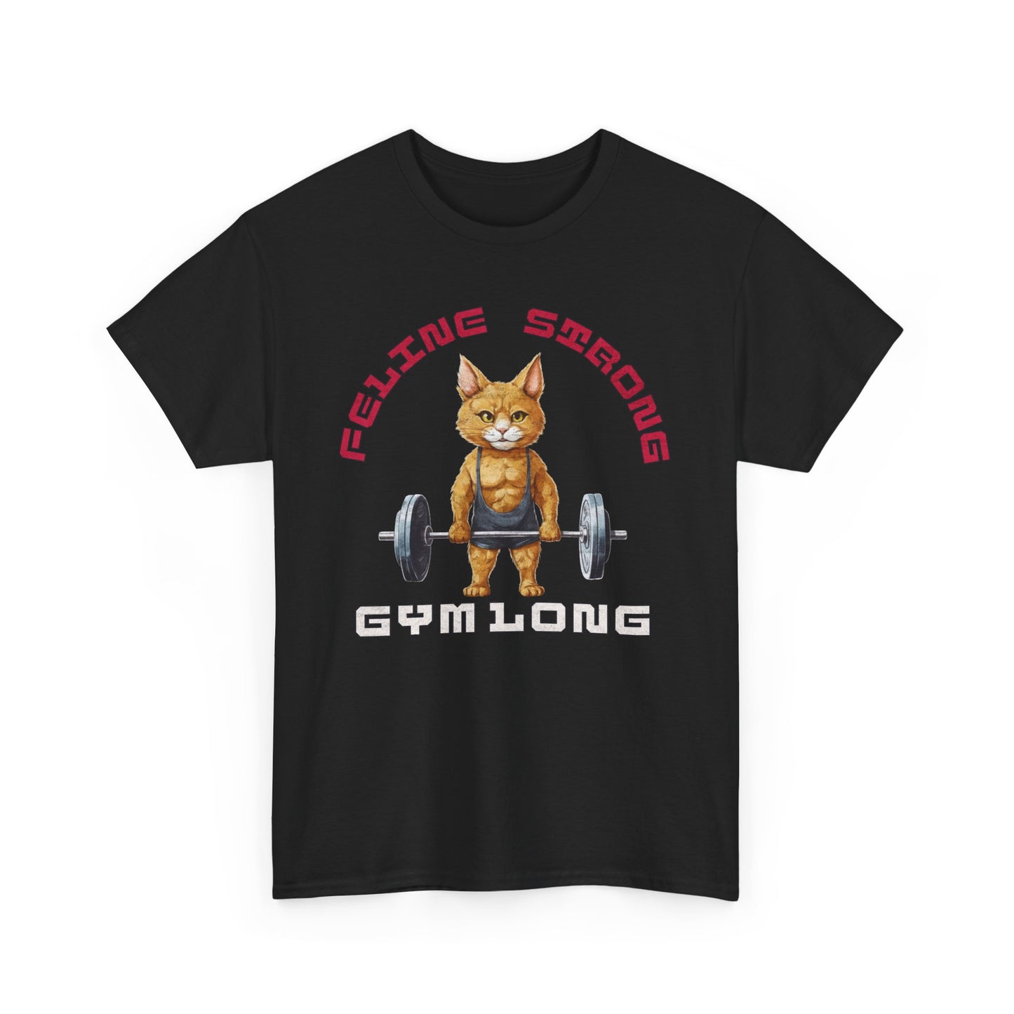 Feline Strong Gym Cat T-Shirt | Funny Workout Motivation Graphic Tee