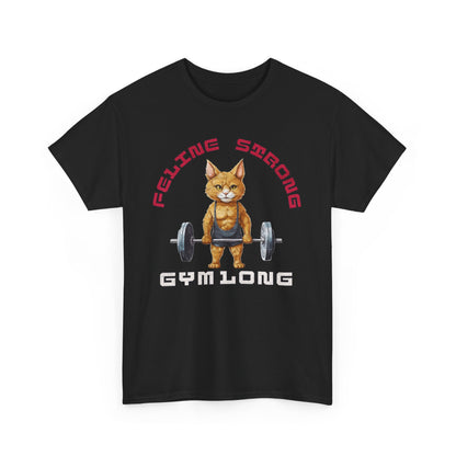 Feline Strong Gym Cat T-Shirt | Funny Workout Motivation Graphic Tee