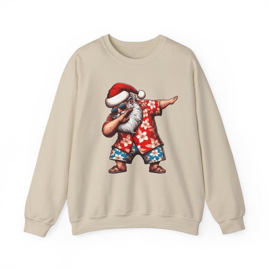 Hawaiian Dabbing Santa | Funny Christmas Sweatshirt for Cozy Festivities - Stylfer