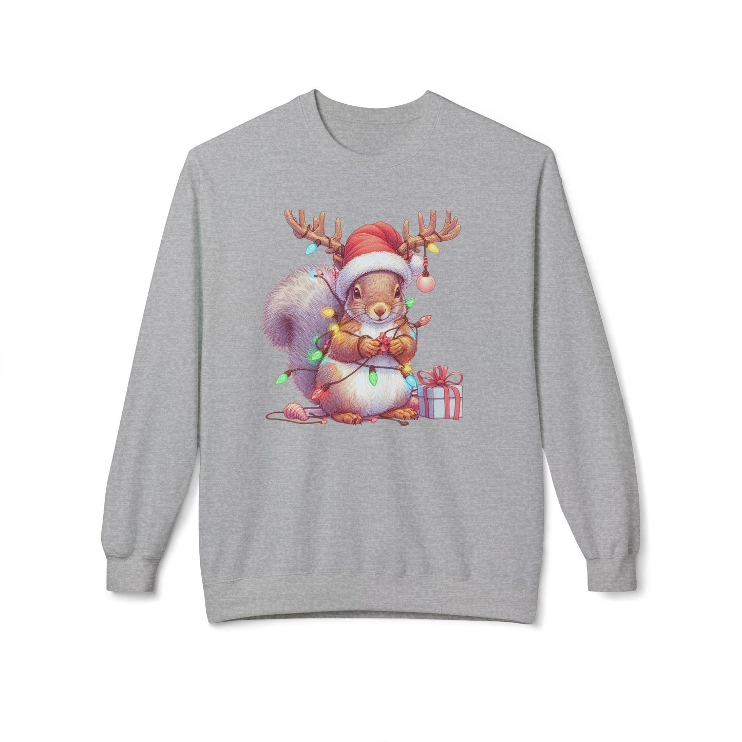 Squirrel Funny Christmas Sweatshirt | Cute Xmas Lights Holiday Santa Shirt - Stylfer