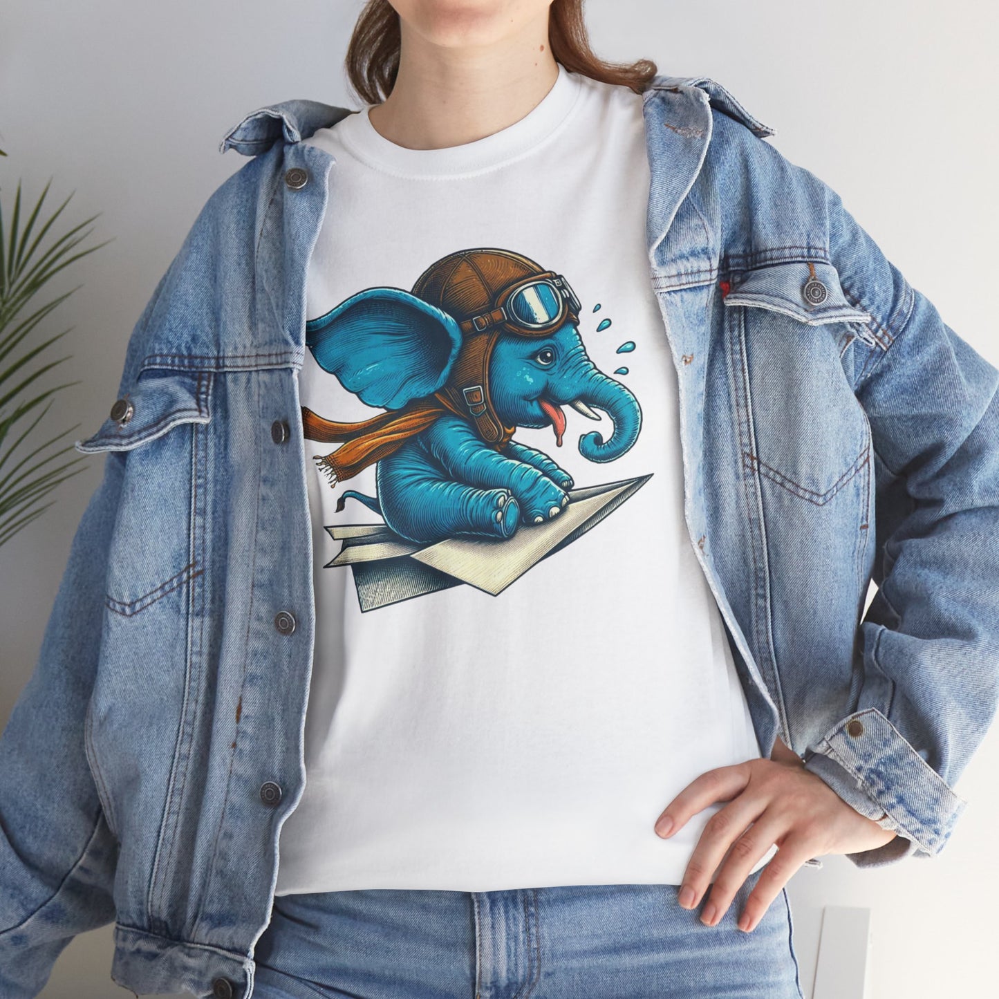 Cute Baby Pilot Elephant T-Shirt | Adventure Animal Paper Airplane Graphic Tee