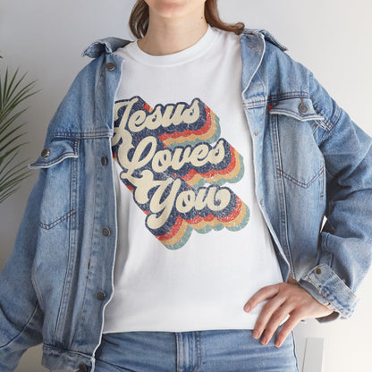 Jesus Loves You Retro T-Shirt | Christian Faith Graphic Tee for Men & Women