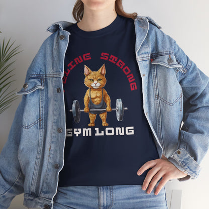 Feline Strong Gym Cat T-Shirt | Funny Workout Motivation Graphic Tee