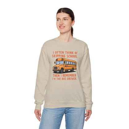 Funny Bus Driver Sweatshirt | Cozy Skipping School Humor Pullover