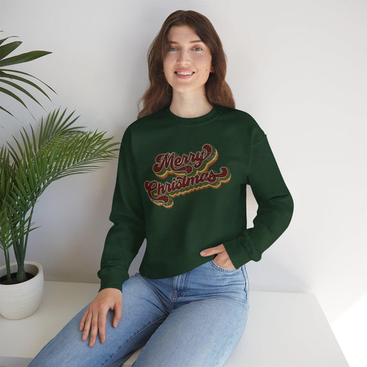 Vintage Merry Christmas Sweatshirt – Retro Xmas Sweater for Holiday Cheer - Stylfer