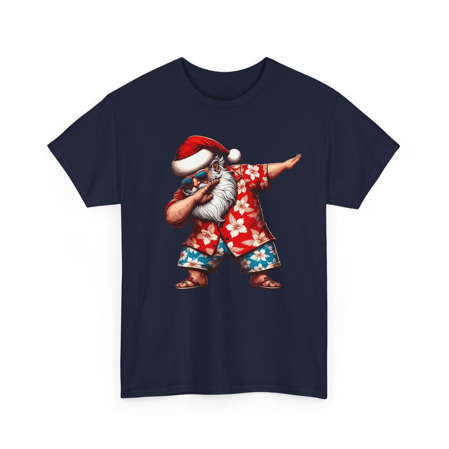 Hawaiian Dabbing Santa | Funny Christmas T-Shirt for Men & Women - Stylfer