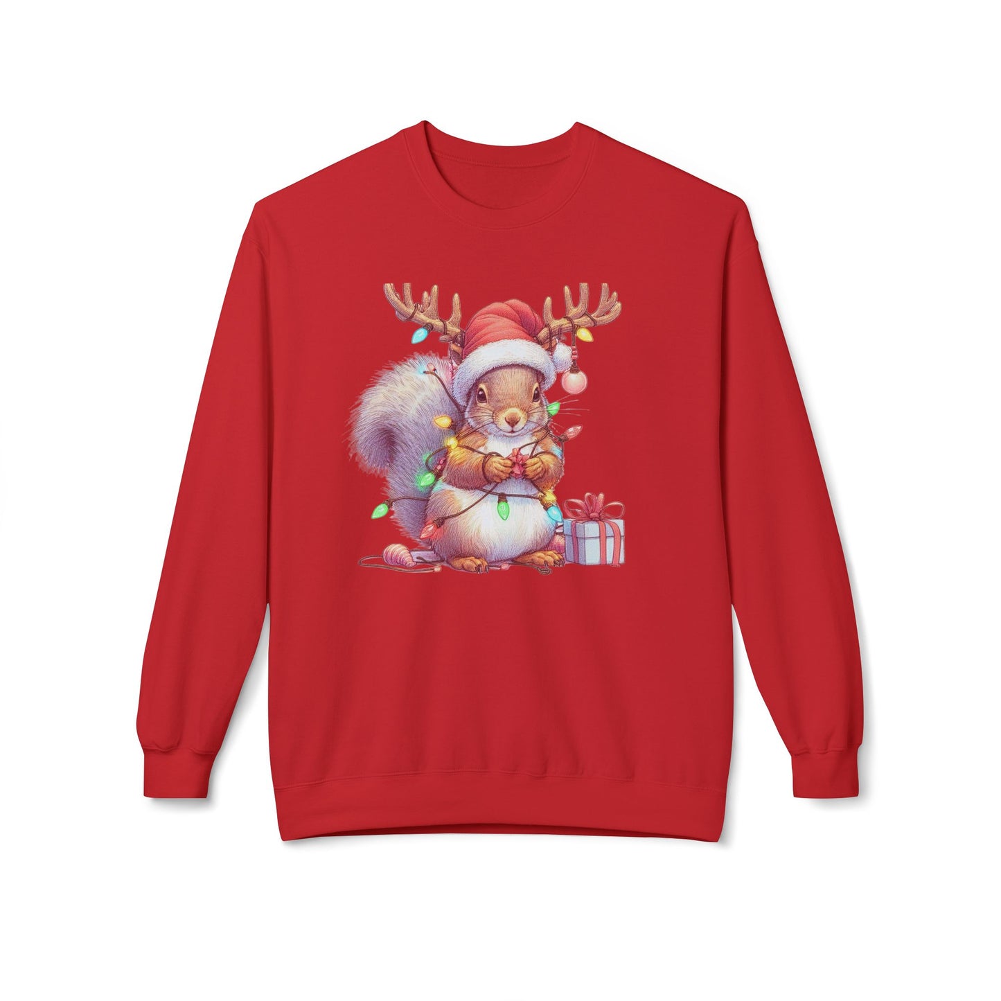 Squirrel Funny Christmas Sweatshirt | Cute Xmas Lights Holiday Santa Shirt - Stylfer