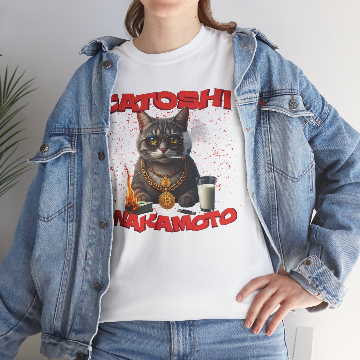 Catoshi Nakamoto Funny T-Shirt – Bitcoin Meme Cat Graphic Tee