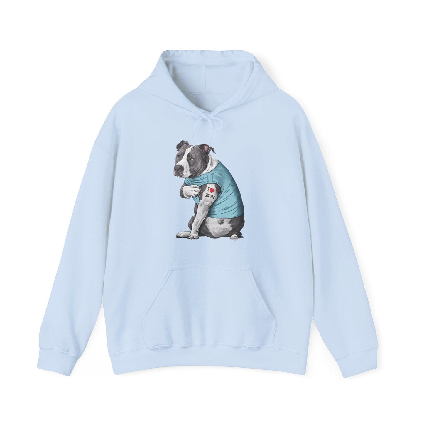 I Love Mom Pit Bull Hoodie | Funny Dog Tattoo Mother’s Day Sweatshirt - Stylfer