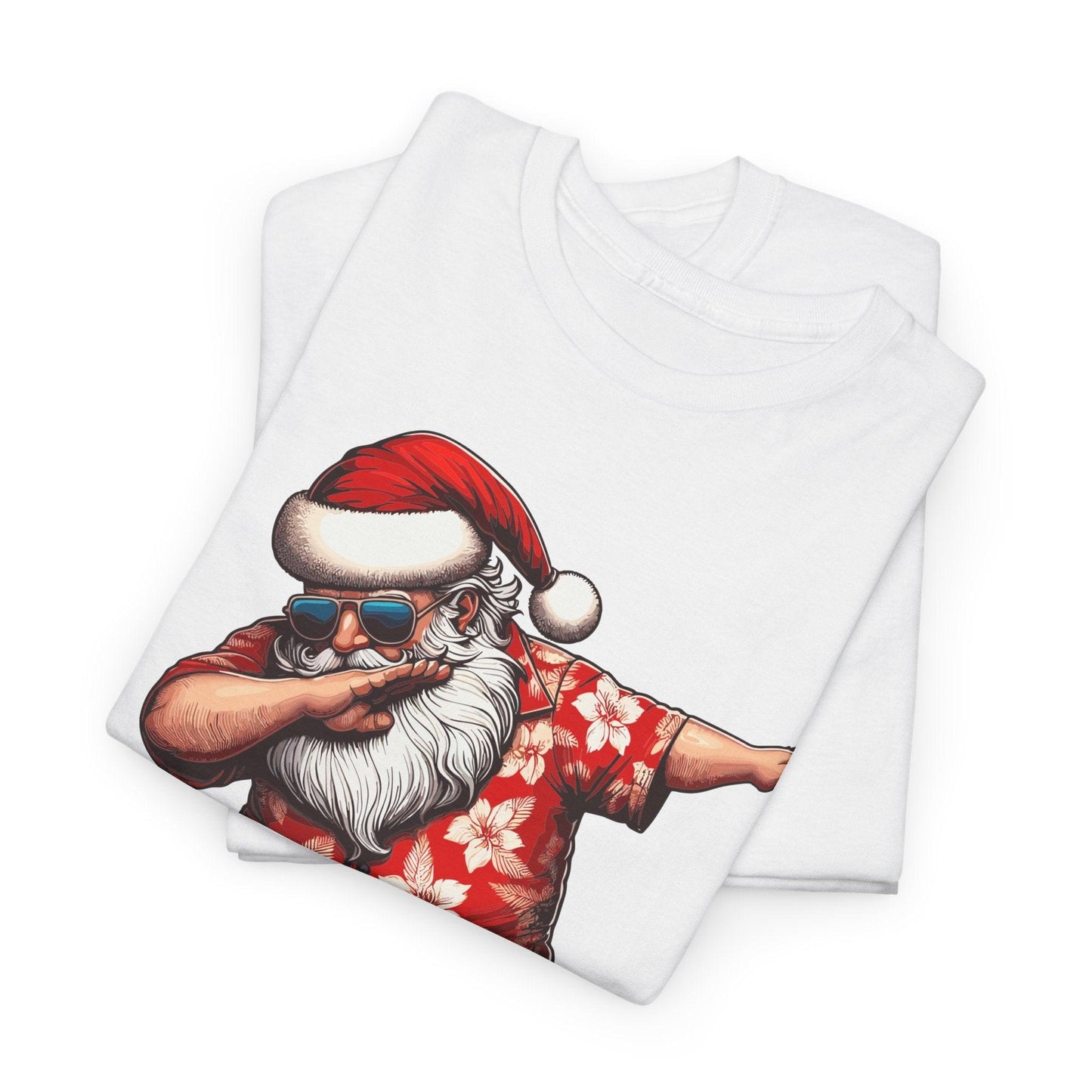 Hawaiian Dabbing Santa | Funny Christmas T-Shirt for Men & Women - Stylfer