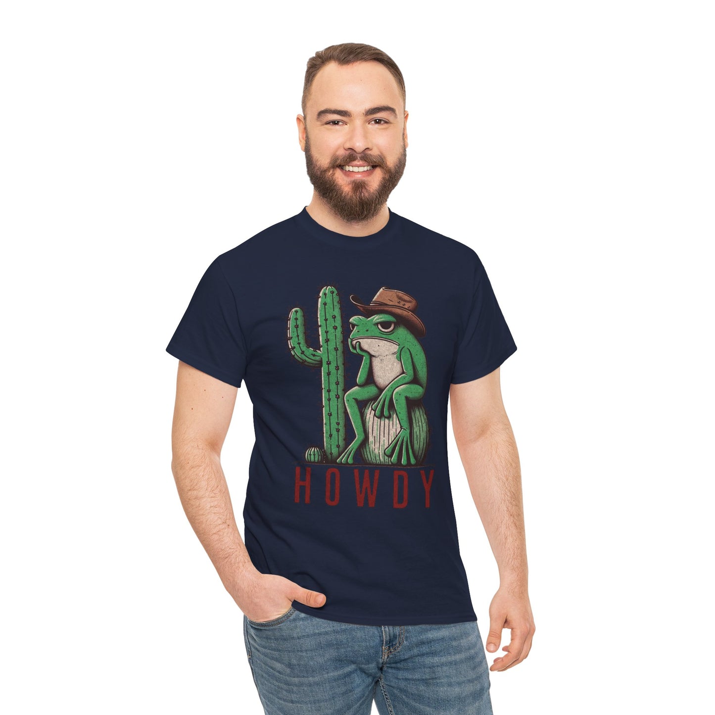 Funny Frog Cowboy T-Shirt | 'Howdy' Western Graphic Tee for Men & Women