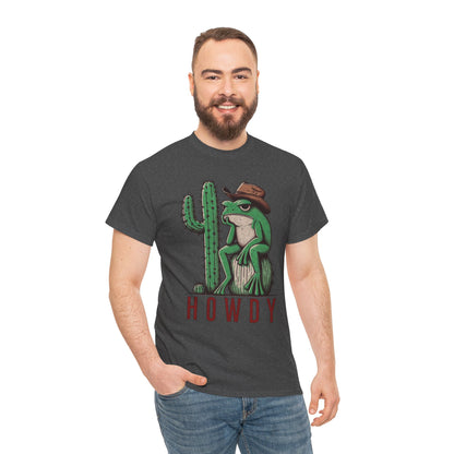 Funny Frog Cowboy T-Shirt | 'Howdy' Western Graphic Tee for Men & Women