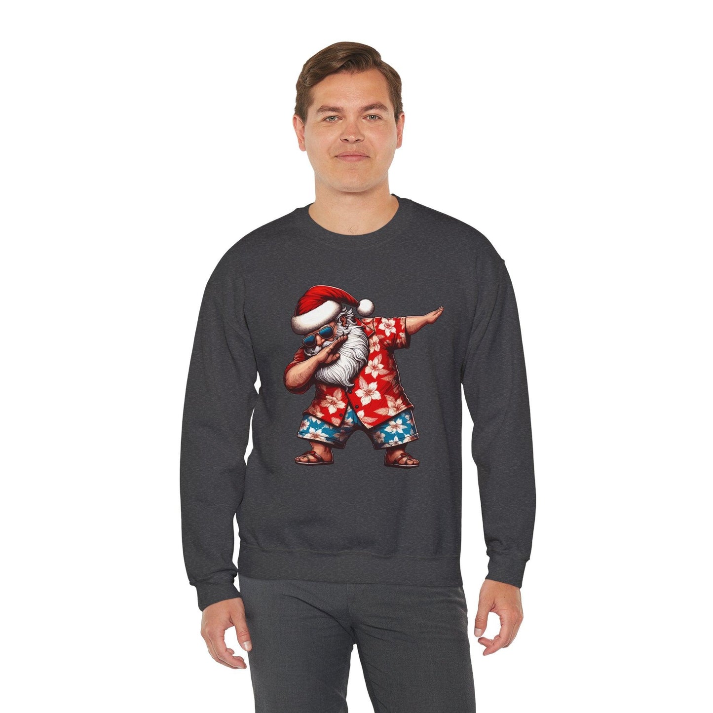 Hawaiian Dabbing Santa | Funny Christmas Sweatshirt for Cozy Festivities - Stylfer