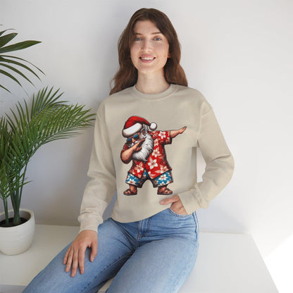 Hawaiian Dabbing Santa | Funny Christmas Sweatshirt for Cozy Festivities - Stylfer