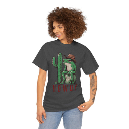 Funny Frog Cowboy T-Shirt | 'Howdy' Western Graphic Tee for Men & Women