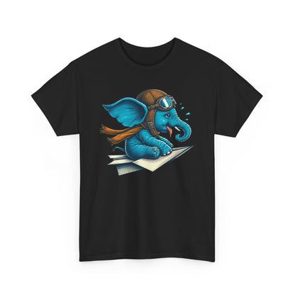 Cute Baby Pilot Elephant T-Shirt | Adventure Animal Paper Airplane Graphic Tee