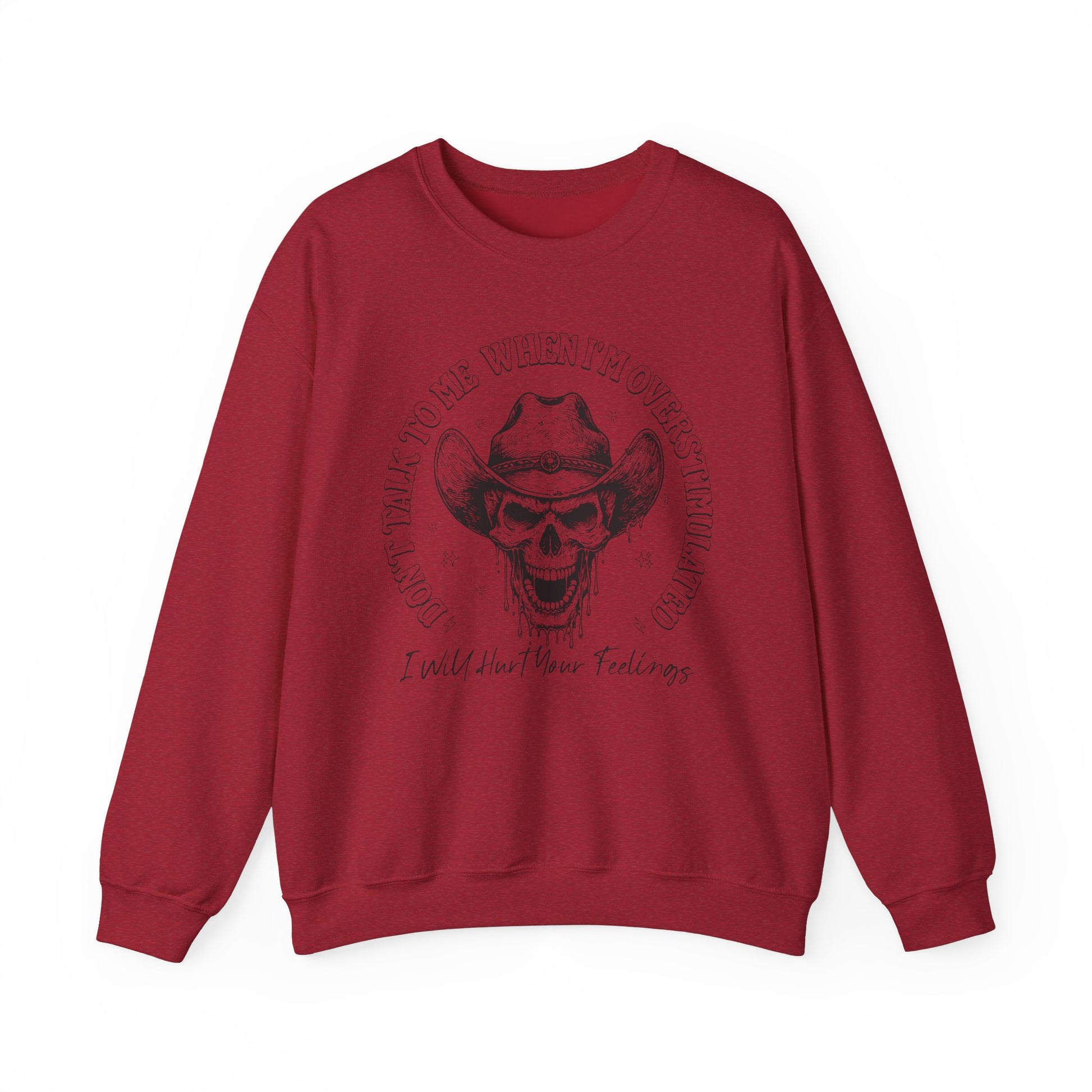 Skull Sweatshirt – "Don’t Talk to Me When I’m Overstimulated" Funny Retro Crewneck - Stylfer