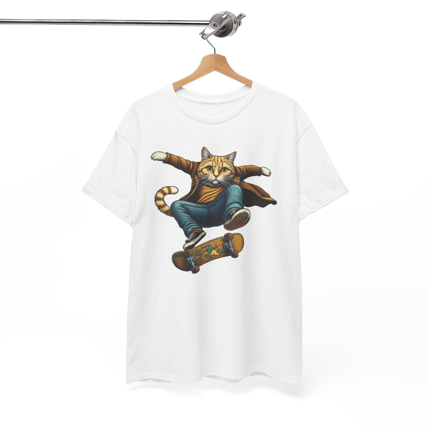 Cute Cat Skateboarding Shirt | Playful Feline Design - Stylfer