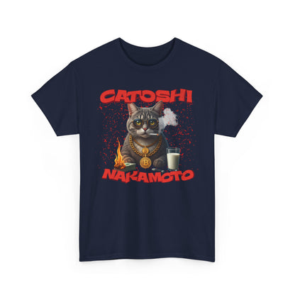 Catoshi Nakamoto Funny T-Shirt – Bitcoin Meme Cat Graphic Tee