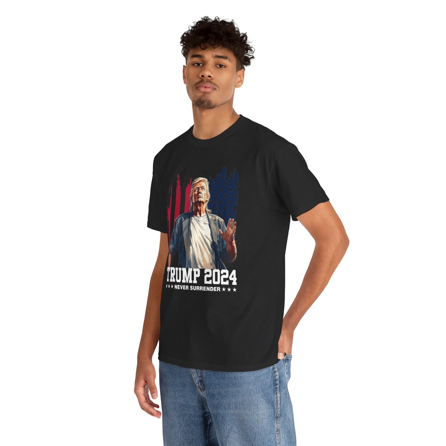 Trump 2024 Never Surrender T-Shirt – Patriotic Graphic Tee