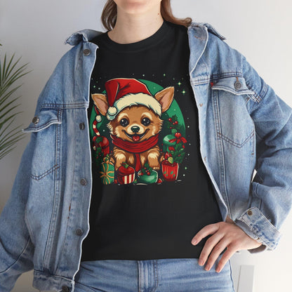 Chihuahua Santa Hat T-Shirt | Xmas Santa Merch & Gifts - Stylfer