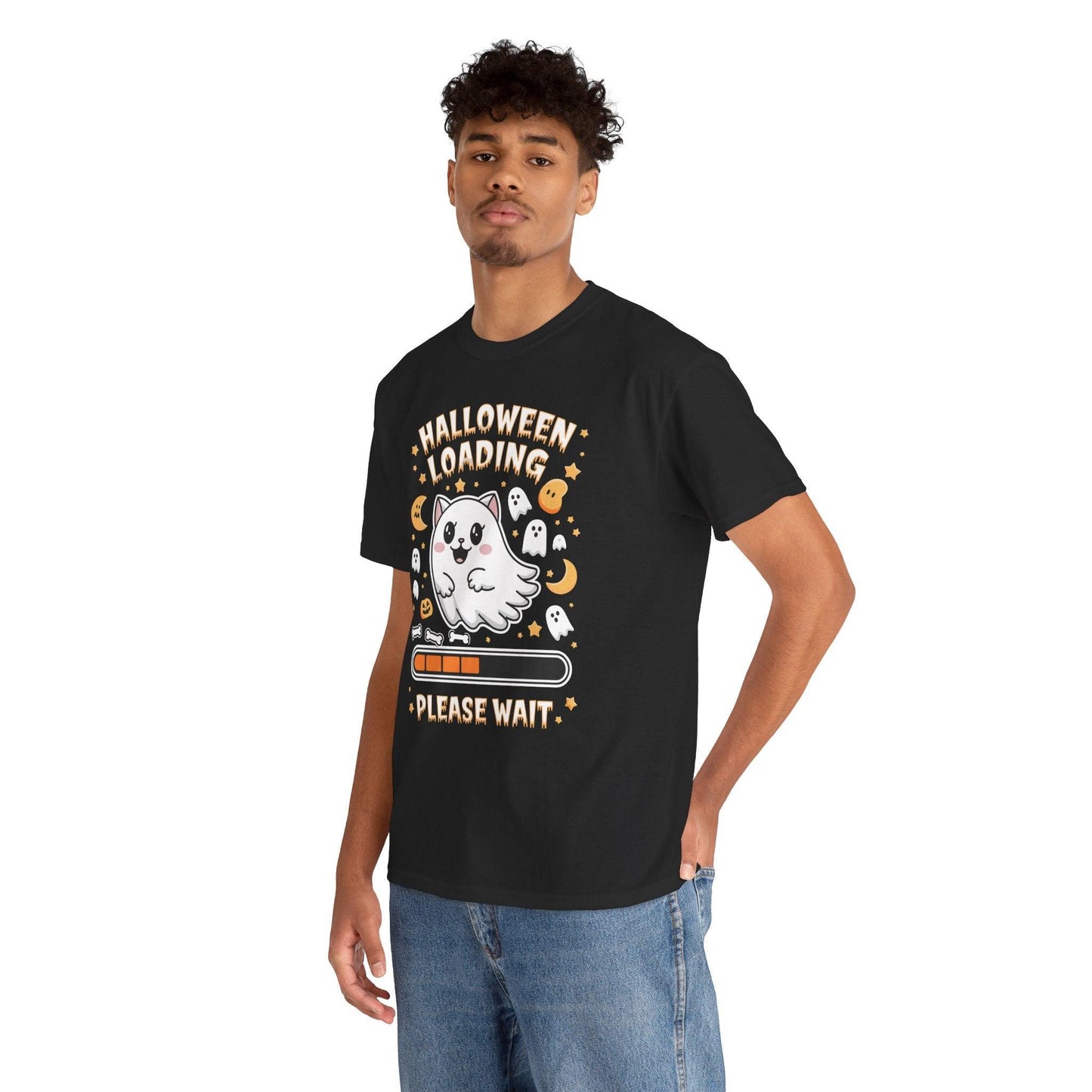 Cat Ghost Funny Shirt | Humorous Halloween Loading Graphic Tee - Stylfer