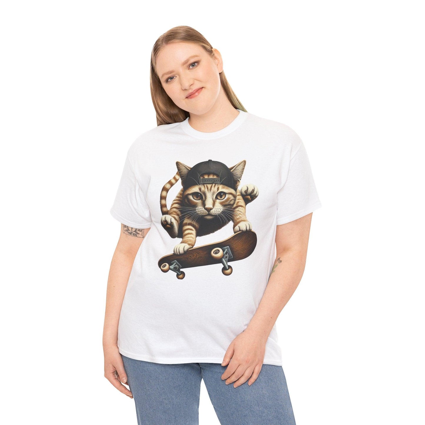 Skater Cat Skateboarding T-shirt - Stylfer