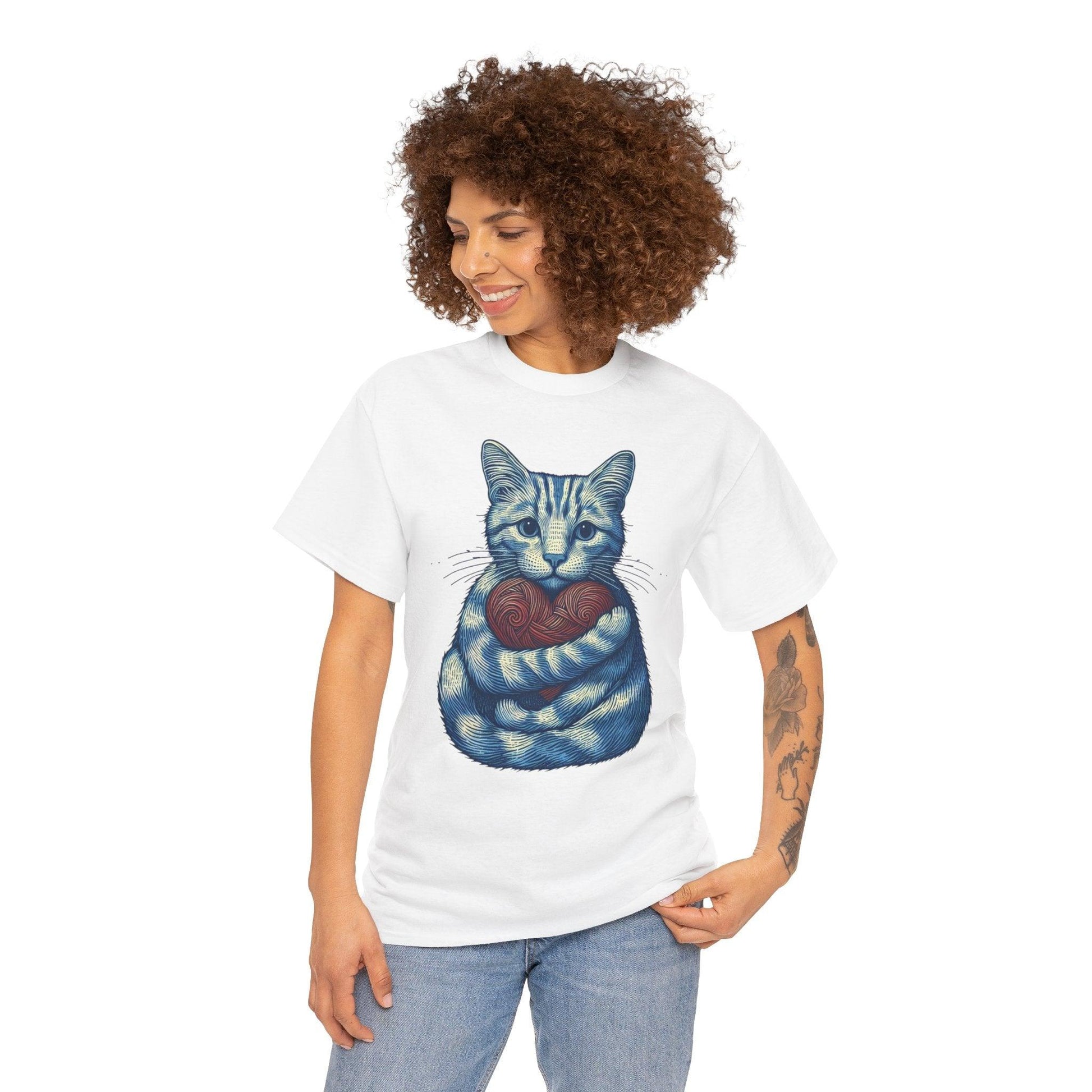 Cute Love Cat Valentines Shirt | Adorable Heart Design - Stylfer