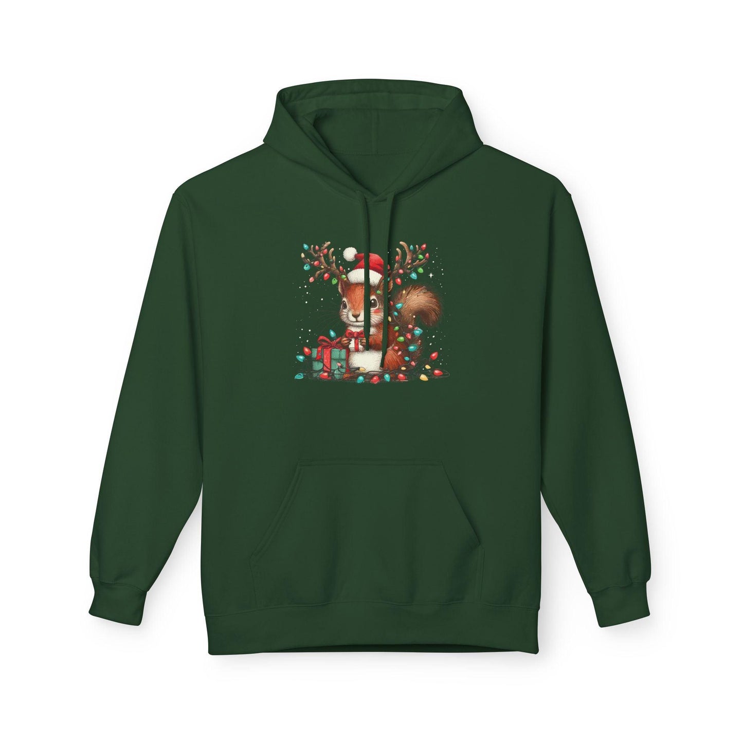 Funny Squirrel Christmas Hoodie | Cute Xmas Lights Santa Shirt - Stylfer